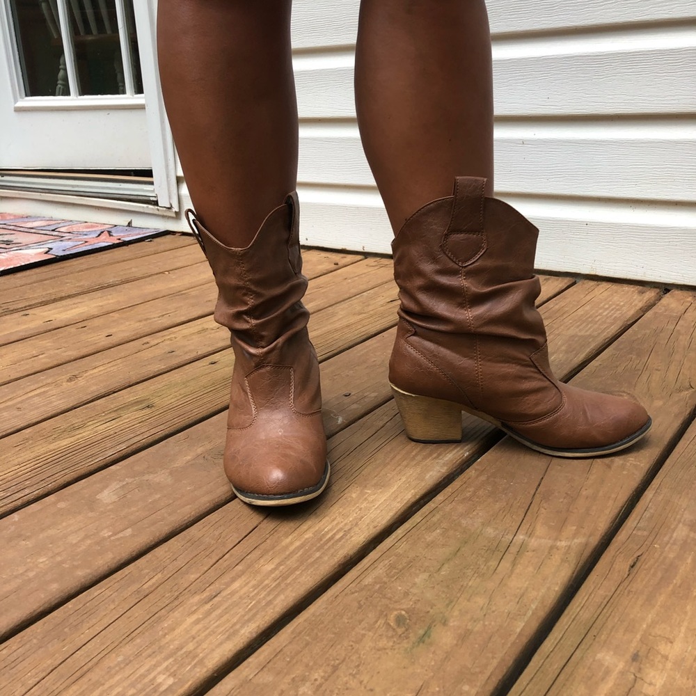Tan booties